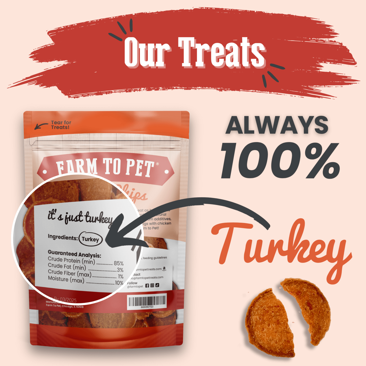 All Natural Turkey Chips for Pets - Alpha Tails